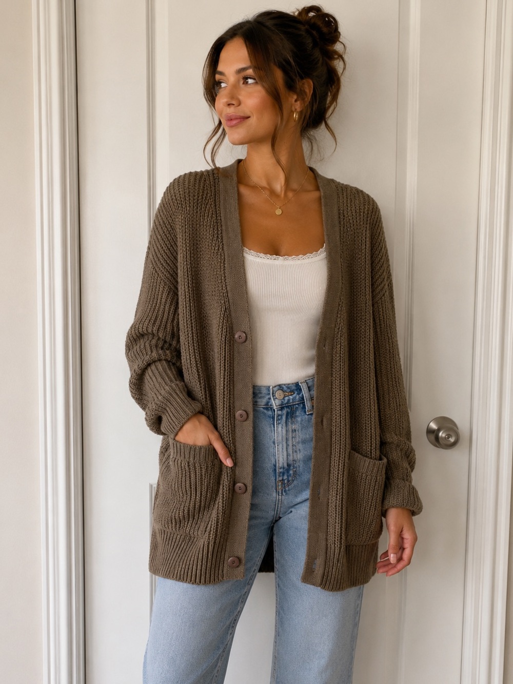 Vintage Gap Heavy Knit Olive Green Brown Medium Sweater